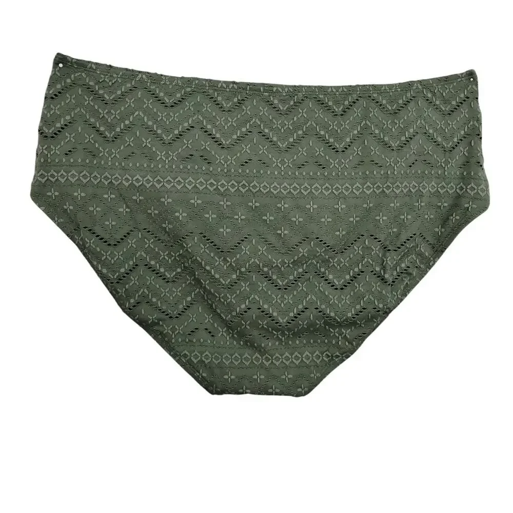La Blanca Women's Swim Bottoms Size 22 Olive Green Eyelet material Tummy Control